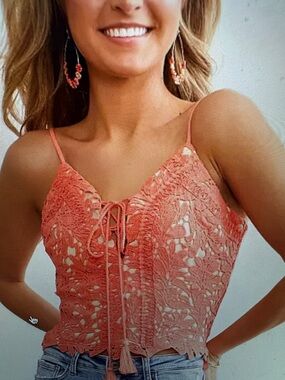 Willow & Root lace boho bohemian  Corset Cropped Tank Top crochet